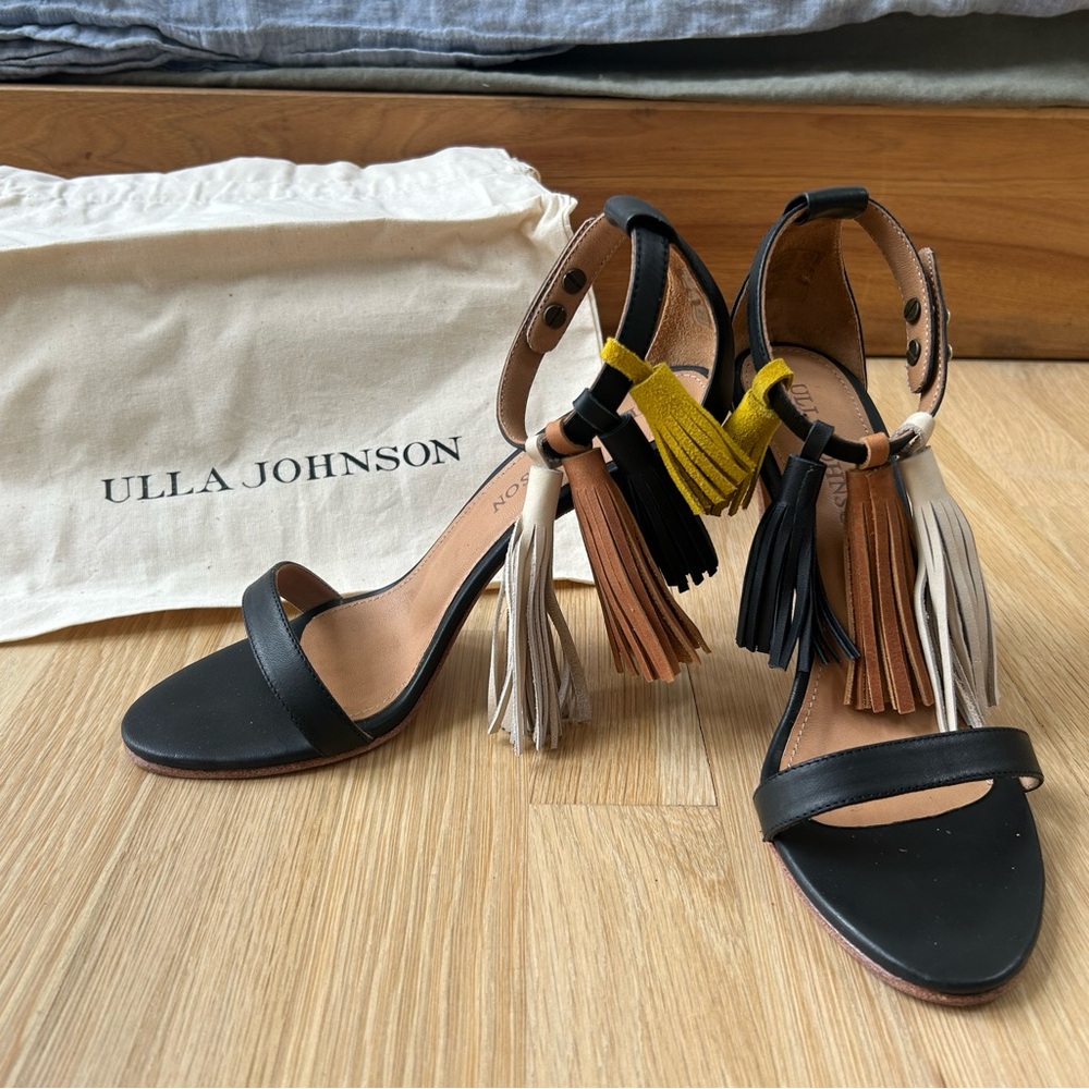 Ulla Johnson Black Luz Heel with Tassels